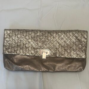 Elliott Lucca Metallic Woven Clutch